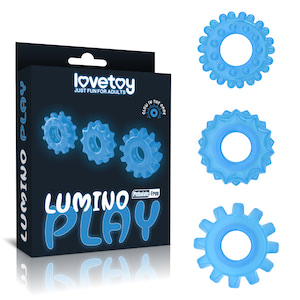 Kit com 3 Anéis Penianos Luminosos Lumino Play Penis Ring - LOVETOY