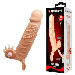 Capa peniana com alça para escroto com estimulador clitoriano vibratório - PRETTY LOVE