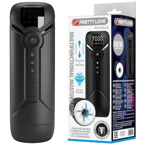 Masturbador Multifuncional  – Vibração, Sucção e Movimento Automático -Tela LED Inteligente - Aetolia - PRETTY LOVE