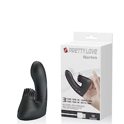 Dedeira recarregável com estimulador clitoriano rotativo com cerdas massageadoras estimulantes, possui 3 modos de vibração e 3 modos de rotação - PRETTY LOVE