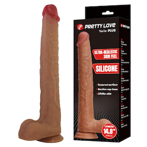 Pênis Realístico em Silicone com Ventosa - 5x37,5 cm - Torin-PLUS - PRETTY LOVE