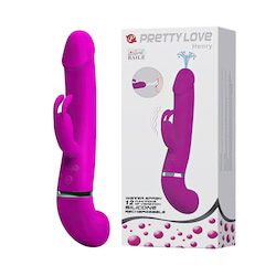 Vibrador ejaculador com estimulador clitoriano com 12 modos de vibração - PRETTY LOVE