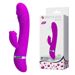 Vibrador e estimulador clitoriano com saliências massageadoras e 30 modos de vibração - PRETTY LOVE