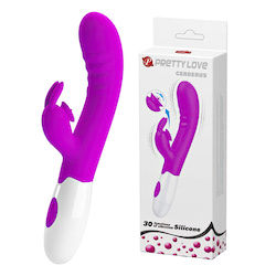 Vibrador com estimulador clitoriano simulador de sexo oral com línguas com 30 modos de vibração - PRETTY LOVE