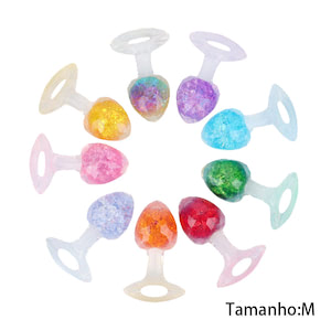 Plug Anal de Silicone Platina usando nova tecnologia com esfera de vidro Interno e Alça - Diamante - Tamanho M - VIPMIX