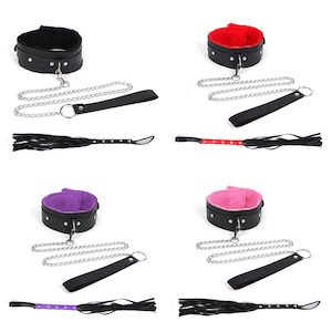 Coleira com Guia de Corrente Luxo e Chicote - YOUVIBE