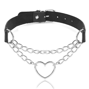 Coleira Bondage com Corrente Metálica e Pingente de Coração - YOUVIBE