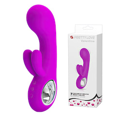 Vibrador com estimulador clitoriano duplo, possui 7 modos de pulsação e 5 modos de intensidade de vibração - PRETTY LOVE