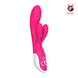 Vibrador com estimulador de clitoris, possui 3 motores independentes localizados na ponta, e em cada orelha do estimulador de clitóris - NV TOYS