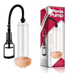 Bomba peniana com sistema de alavanca, mangueira flexível e vagina em Cyberskin - VIPMIX