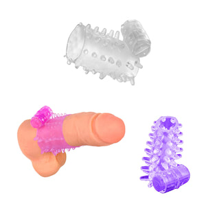 Meia Capa Peniana com Cerdas Massageadoras e Vibração - VIPMIX