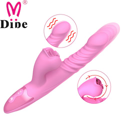 Vibrador recarregável vai e vem com estimulador clitoriano simulador de sexo oral com línguas giratórias, 7 modos de vibração e 7 modos de rotação do estimulador - DIBE