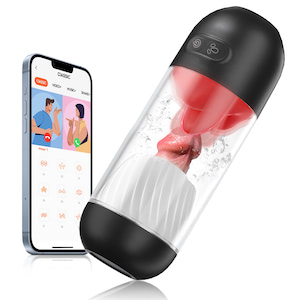Masturbador Lanterna Recarregável com 9 Modos de Vibração e Língua oferece 9 modos de rotação,e Com Controle Remoto via APP - NV TOYS