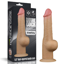 Pênis com Base 25x4,3 cm - Dual Layered Handle Cock - LOVETOY