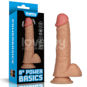 Pênis Realístico 20x4,5 cm Recarregável com 10 Modos de Vibração - 8” Vibrating Power Basics Cock - LOVETOY