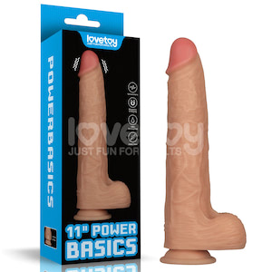Pênis Realístico 28,3x6,8 cm Recarregável com 10 Modos de Vibração - 11'' Vibrating Power Basics Cock - LOVETOY