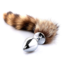 Plug anal em metal, com cauda que imita a de uma raposa, feito em alumínio fundido e polido a mão - tamanho M - VIPMIX