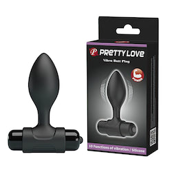 Plug anal pequeno em silicone macio com cápsula vibratória removível com 10 modos de vibração - PRETTY LOVE