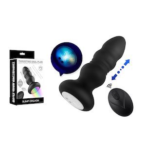 Plug Anal em Silicone com LED,com 10 Modos de Vibração e movimetos de vai e vem,e Controle Remoto sem Fio - VIPMIX