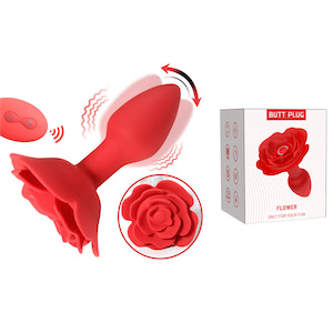 Plug Anal Flor em Silicone com 10 Modos de Vibração e Rotação,e Controle Remoto sem Fio - VIPMIX