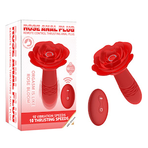 Plug Anal Flor em Silicone com LED,com 10 Modos de Vibração e 10 modos de vai e vem,e Controle Remoto sem Fio - VIPMIX