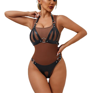 Conjunto Sutiã e Calcinha de Bondage em Couro - YOUVIBE