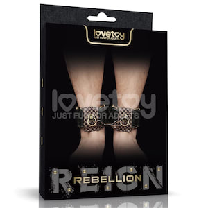 Algemas de tornozelo em Couro com Detalhes - Rebellion Reign Ankle Cuffs - LOVETOY