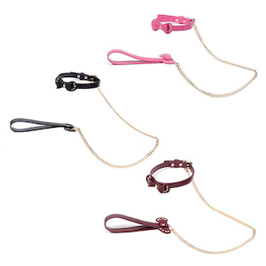 Coleira Íntima Rosa com Rebites e Corrente - YOUVIBE