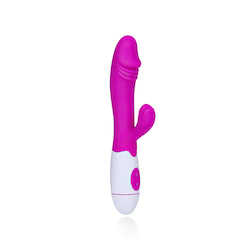 Vibrador com detalhe de glande em sua ponta, estimulador clitoriano em formato de botão de flor, dois motores que com 30 vibrações - YOUVIBE